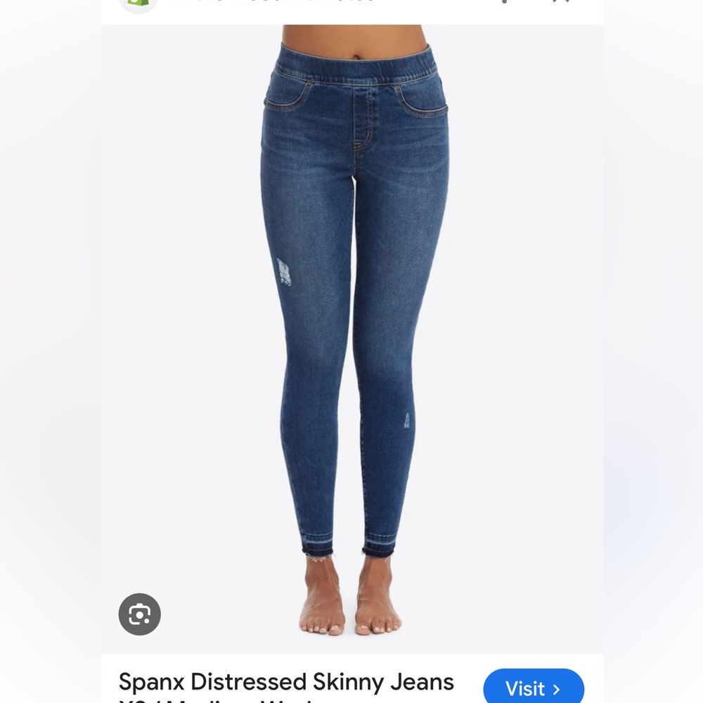 Spanx distressed skinny jeans, size Medium.
